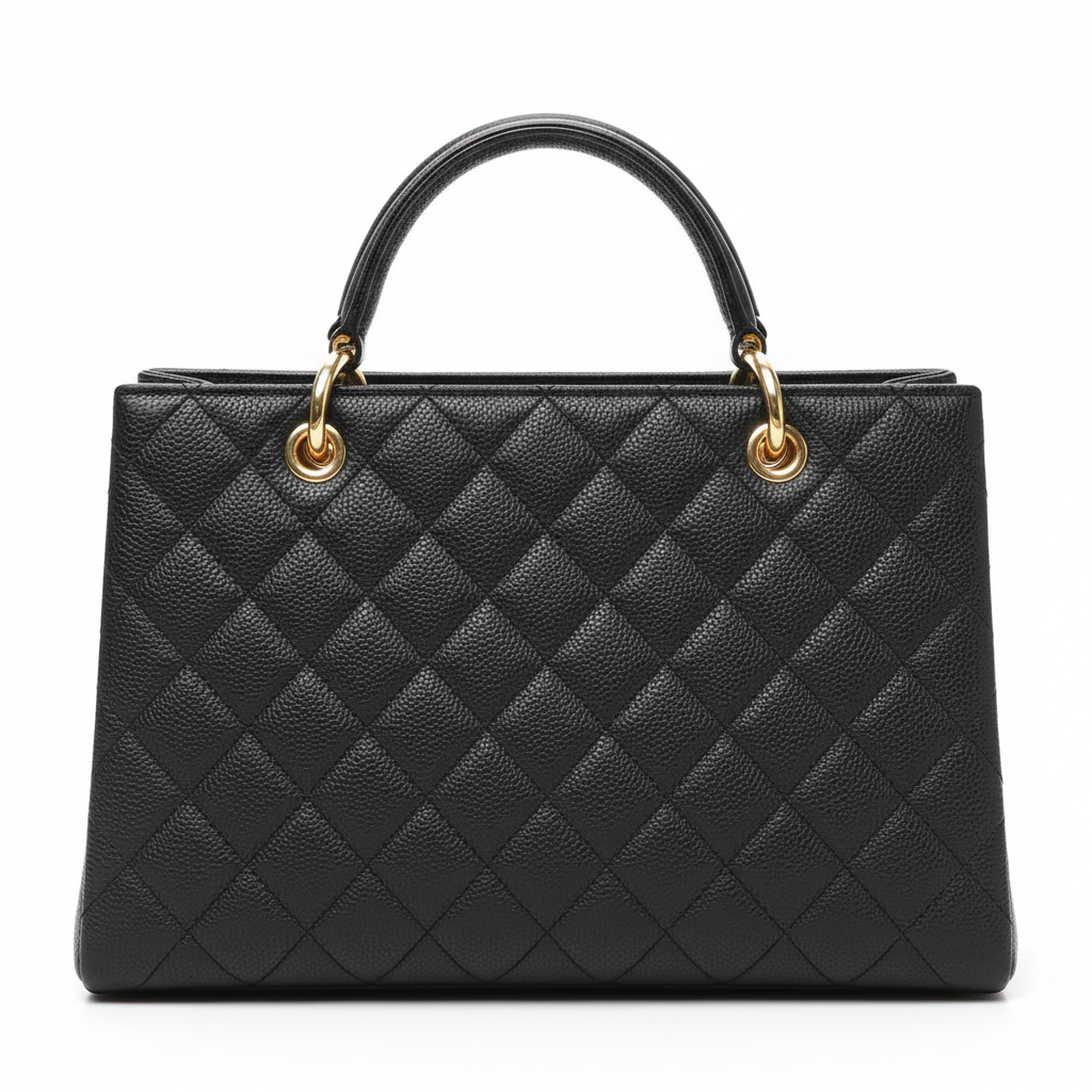 A&uthentic  C&M& BlackGold Caviar Quilted Grand Shopping Tote