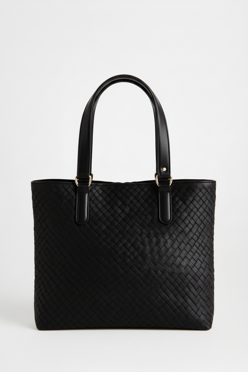 BEVE Loop small woven leather shoulder bag Black