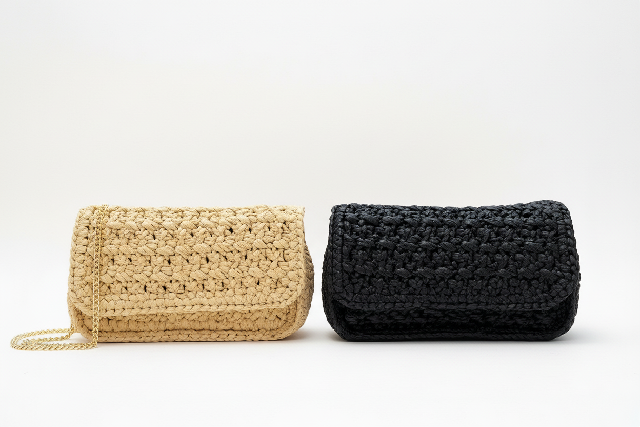 C& Straw Chain Crossbody Bag 25x14cm
